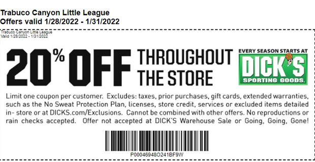 TCLL Dicks Sporting Goods Discount weekend 1/28-1/31